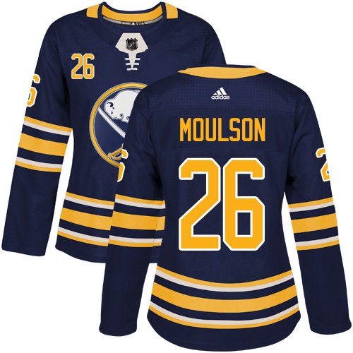 Adidas Buffalo Sabres #26 Matt Moulson Navy Blue Home Authentic Women Stitched NHL Jersey